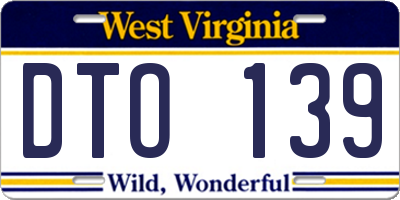 WV license plate DTO139