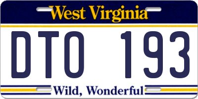 WV license plate DTO193