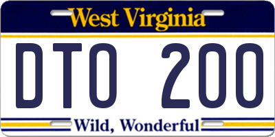 WV license plate DTO200