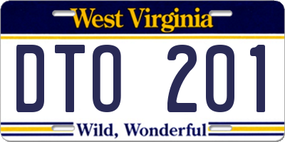 WV license plate DTO201