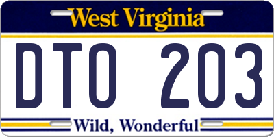 WV license plate DTO203