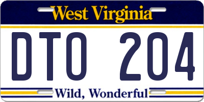 WV license plate DTO204