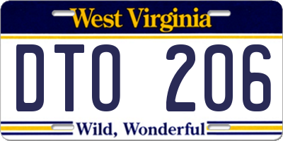 WV license plate DTO206