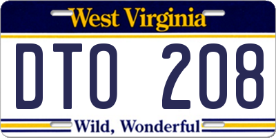WV license plate DTO208