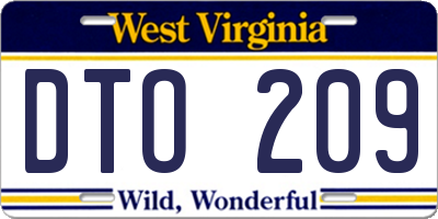 WV license plate DTO209