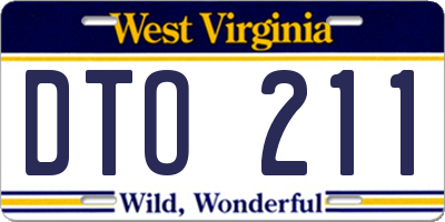WV license plate DTO211