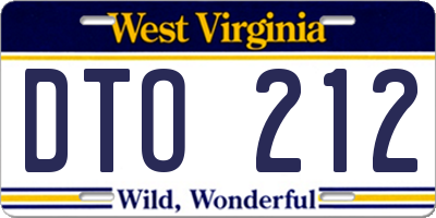 WV license plate DTO212