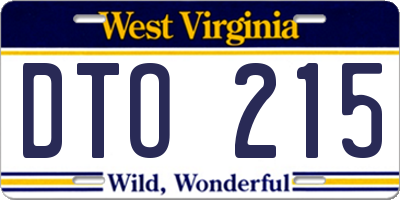 WV license plate DTO215