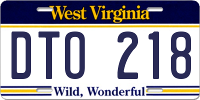 WV license plate DTO218