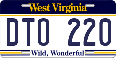 WV license plate DTO220