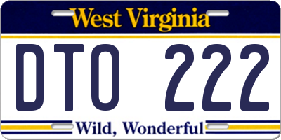 WV license plate DTO222