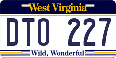 WV license plate DTO227