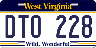 WV license plate DTO228