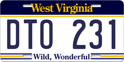 WV license plate DTO231