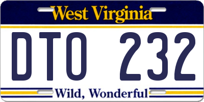 WV license plate DTO232