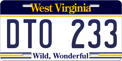 WV license plate DTO233
