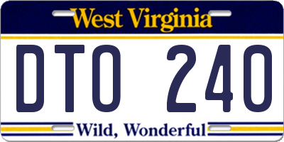 WV license plate DTO240
