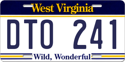 WV license plate DTO241