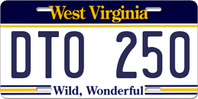WV license plate DTO250