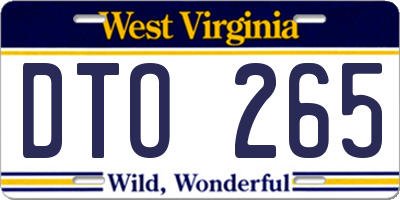 WV license plate DTO265