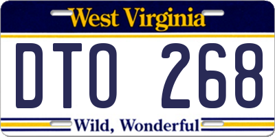 WV license plate DTO268