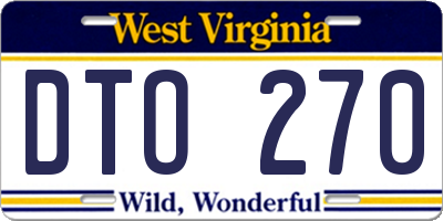 WV license plate DTO270