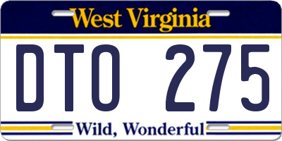 WV license plate DTO275