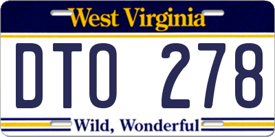 WV license plate DTO278