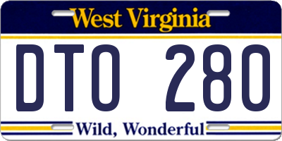 WV license plate DTO280