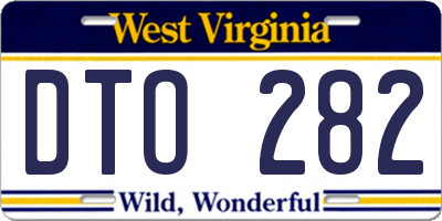 WV license plate DTO282