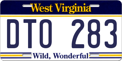 WV license plate DTO283