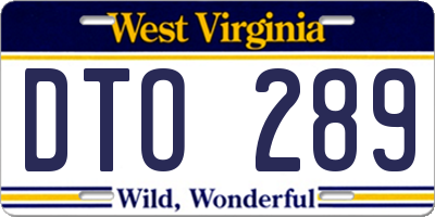 WV license plate DTO289