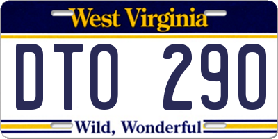 WV license plate DTO290
