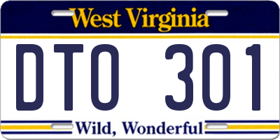 WV license plate DTO301