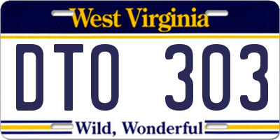 WV license plate DTO303