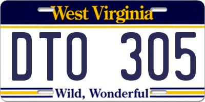 WV license plate DTO305