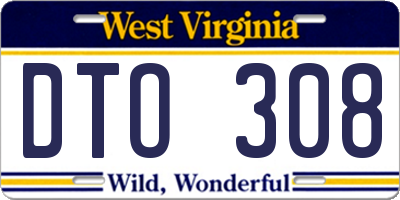 WV license plate DTO308