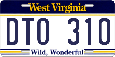 WV license plate DTO310