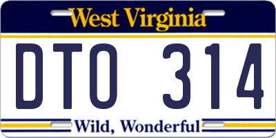 WV license plate DTO314