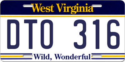 WV license plate DTO316