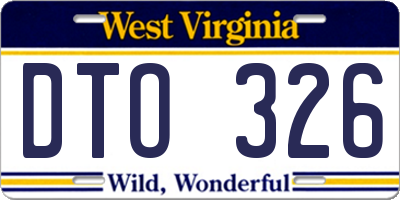 WV license plate DTO326