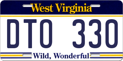 WV license plate DTO330