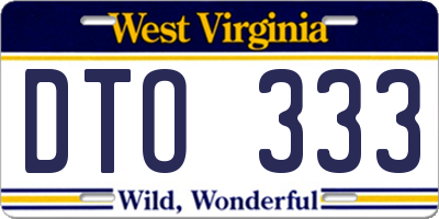 WV license plate DTO333