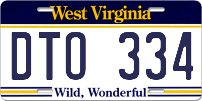 WV license plate DTO334