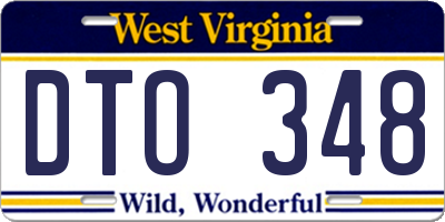 WV license plate DTO348