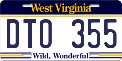 WV license plate DTO355