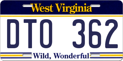 WV license plate DTO362