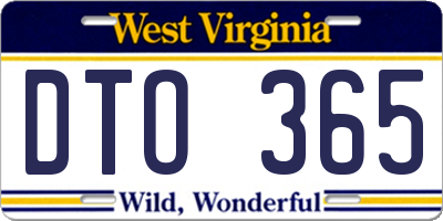 WV license plate DTO365
