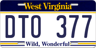 WV license plate DTO377
