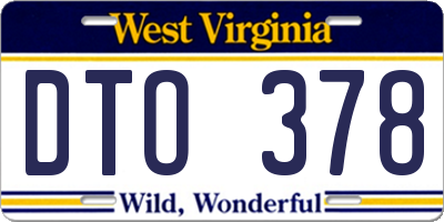 WV license plate DTO378